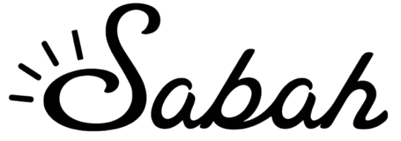 Sabah script wordmark logo with sun rays